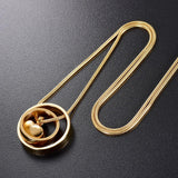 Cremation Necklace - Dual Circle Around Heart Cremation Urn Necklace