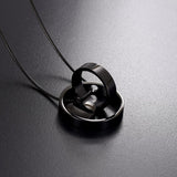 Cremation Necklace - Dual Circle Around Heart Cremation Urn Necklace