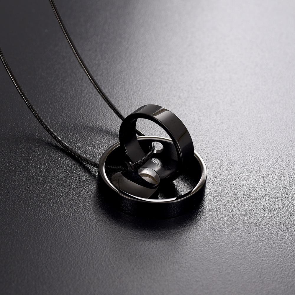 Cremation Necklace - Dual Circle Around Heart Cremation Urn Necklace