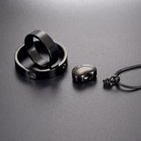 Cremation Necklace - Dual Circle Around Heart Cremation Urn Necklace