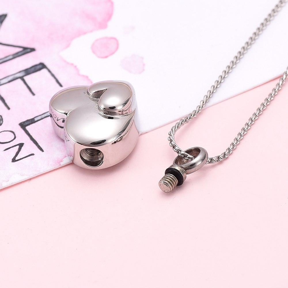 Cremation Necklace - Dual Heart Shaped Cremation Urn Necklace