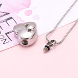 Cremation Necklace - Dual Heart Shaped Cremation Urn Necklace