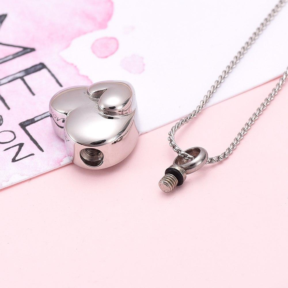Cremation Necklace - Dual Heart Shaped Cremation Urn Necklace