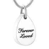 Cremation Necklace - "Forever Loved" Teardrop Cremation Urn Necklace