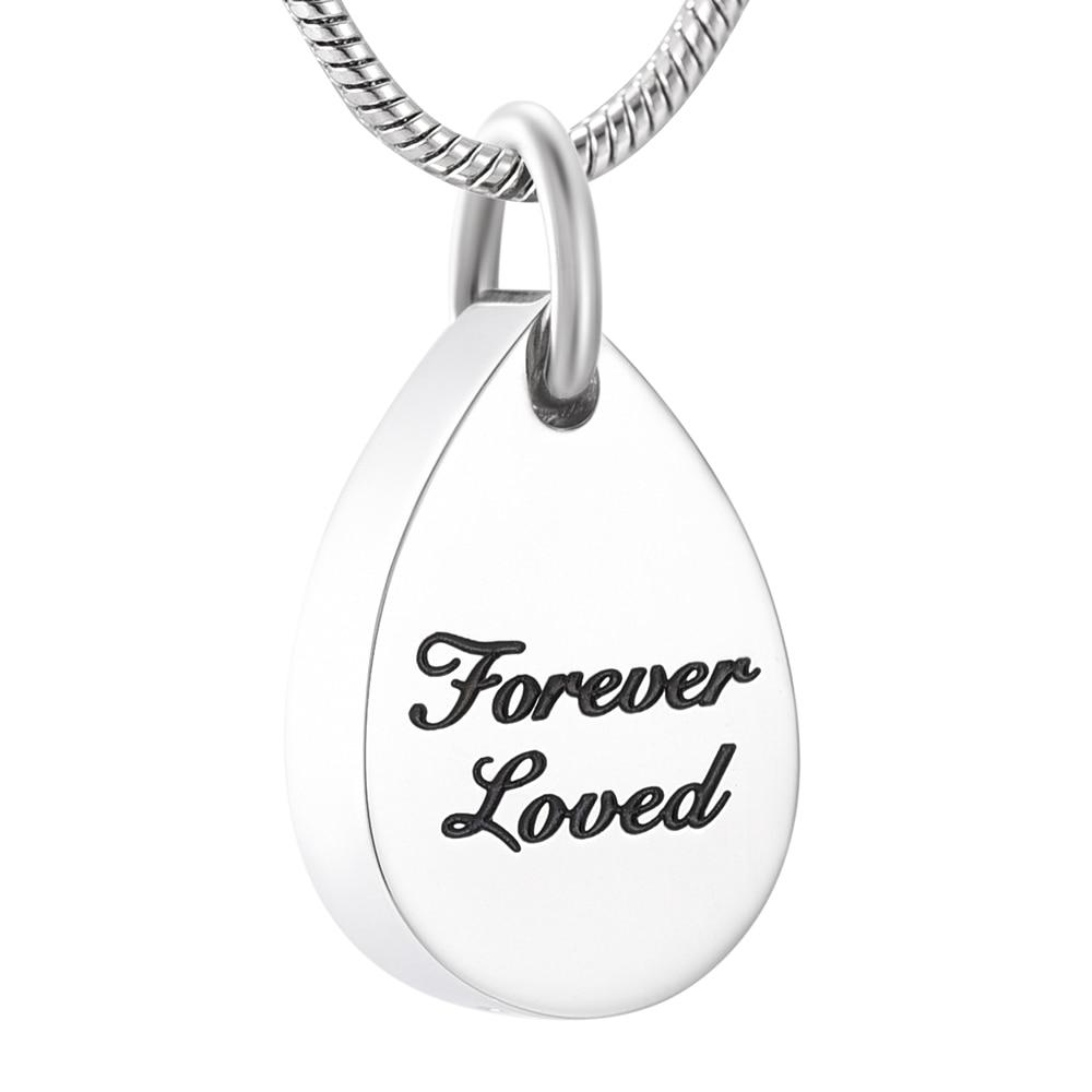 Cremation Necklace - "Forever Loved" Teardrop Cremation Urn Necklace