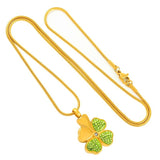 Cremation Necklace - Four Leaf Clover Cremation Urn Necklace With Rhinestones