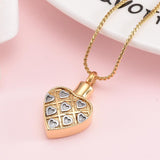 Cremation Necklace - Gold Shaped Heart With Silver Hearts Cremation Urn Necklace