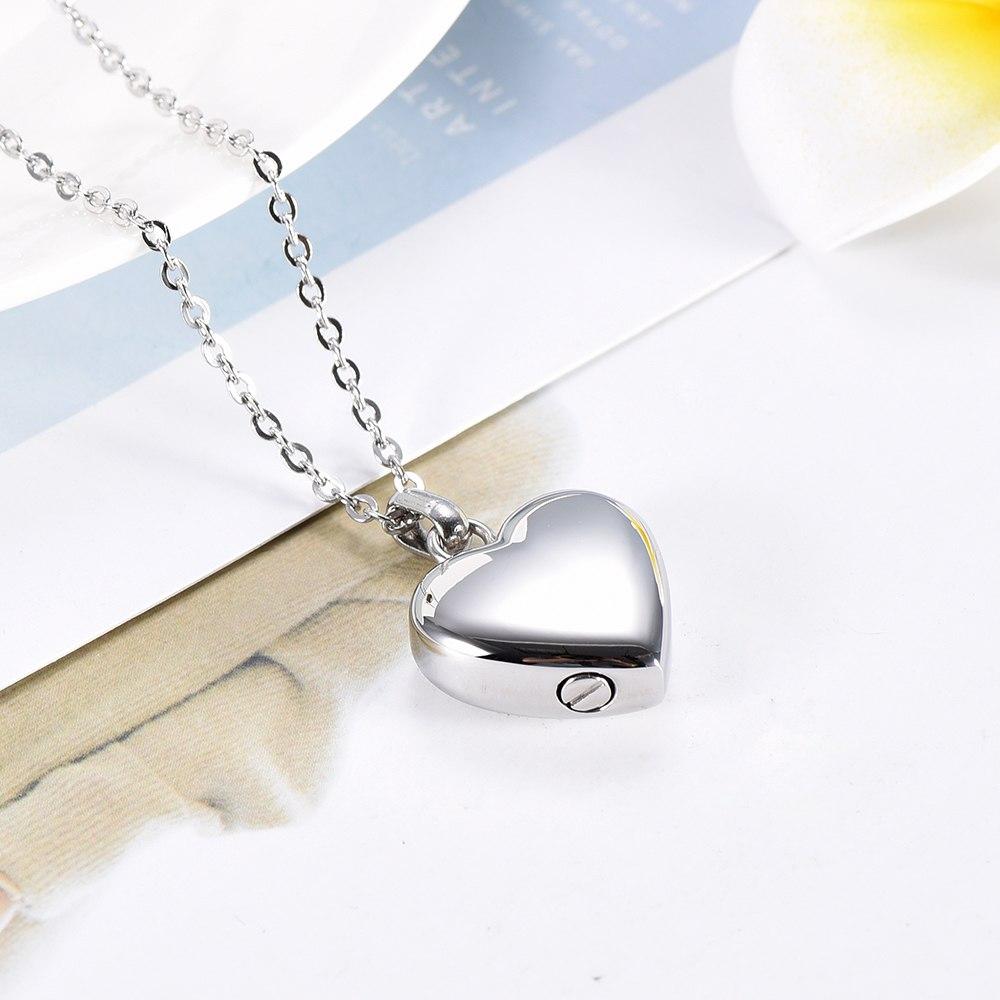 Cremation Necklace - Gold/Silver High Polished Heart Cremation Urn Necklace