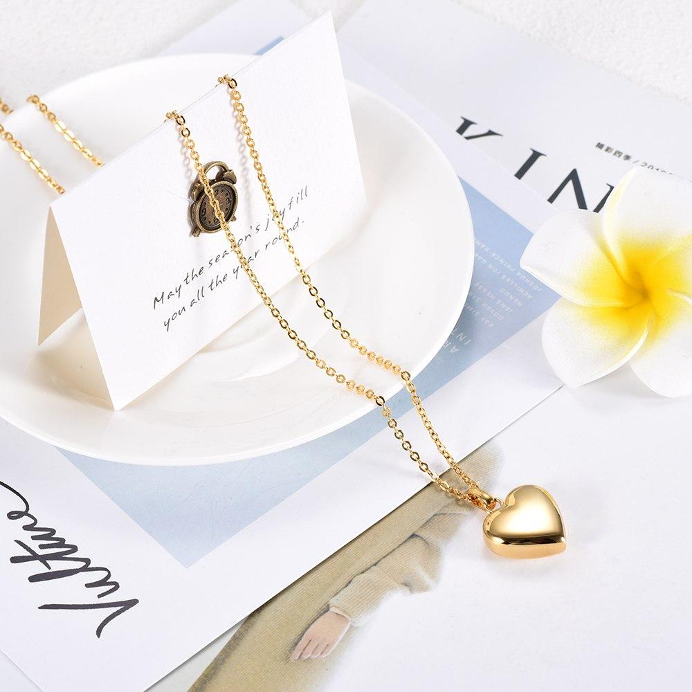 Cremation Necklace - Gold/Silver High Polished Heart Cremation Urn Necklace
