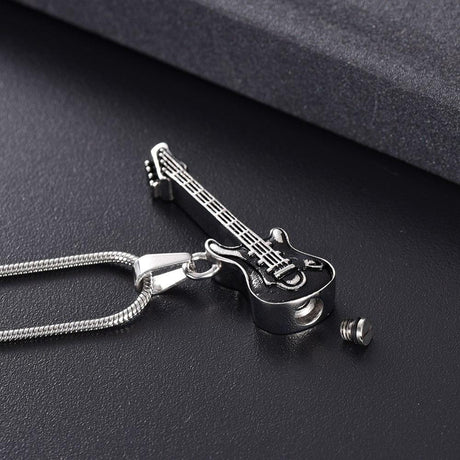 Electric Guitar Cremation Necklace Ash Jewelry Cherished Emblems