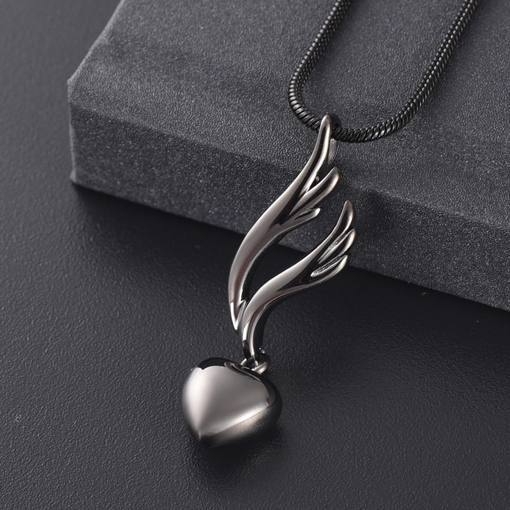 Cremation Necklace - Heart & Angel Wing Cremation Urn Necklace