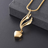 Cremation Necklace - Heart & Angel Wing Cremation Urn Necklace