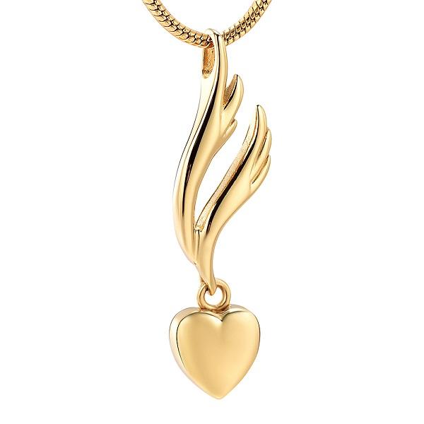 Cremation Necklace - Heart & Angel Wing Cremation Urn Necklace