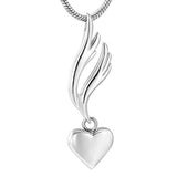 Cremation Necklace - Heart & Angel Wing Cremation Urn Necklace