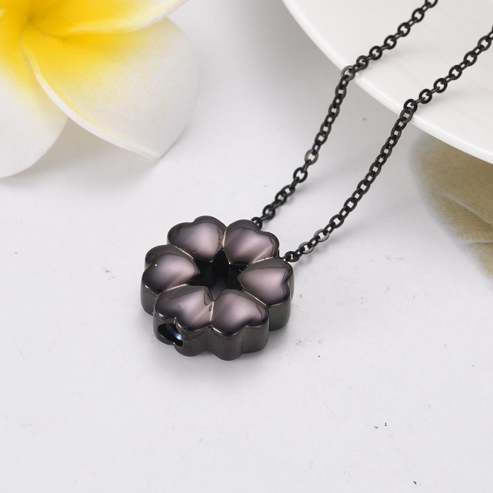 Cremation Necklace - Heart Flower Cremation Urn Necklace