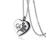 Cremation Necklace - Heart Shaped Cremation Urn Necklace Engraved With Roses & "Always In My Heart"