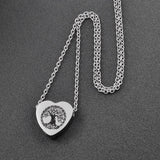 Cremation Necklace - Heart Shaped Cremation Urn Necklace With Etched Tree Of Life