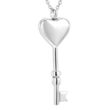 Cremation Necklace - Heart Shaped Key Cremation Urn Necklace