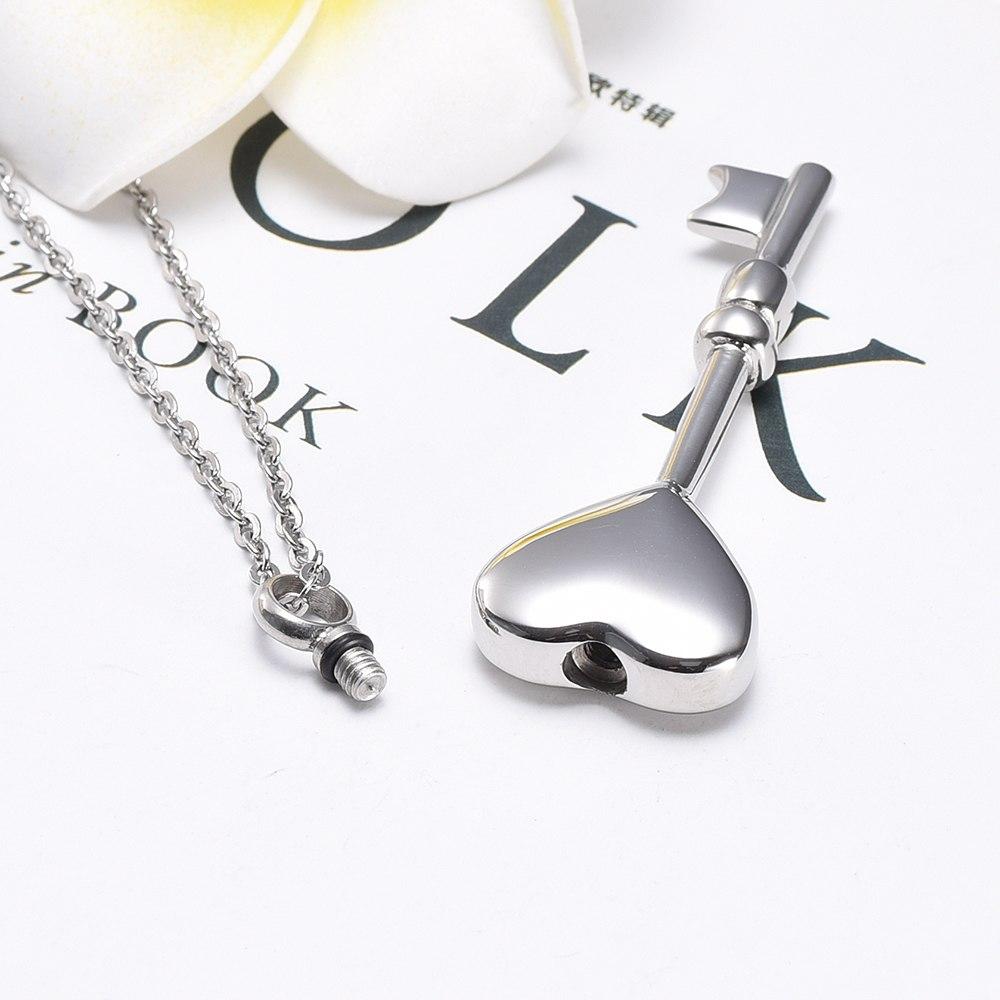 Cremation Necklace - Heart Shaped Key Cremation Urn Necklace