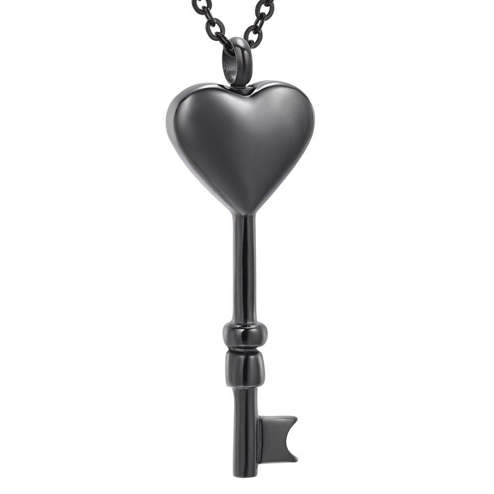 Heart Shaped Key Cremation Jewelry - Ash Necklace - Cherished Emblems Silver