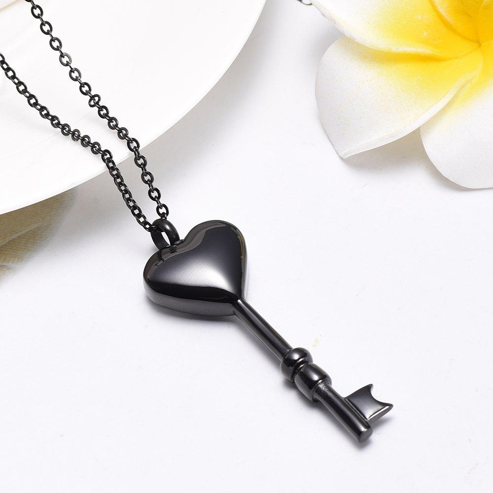 Cremation Necklace - Heart Shaped Key Cremation Urn Necklace