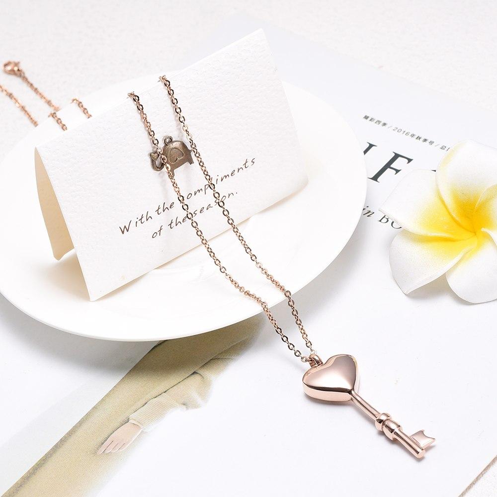 Cremation Necklace - Heart Shaped Key Cremation Urn Necklace