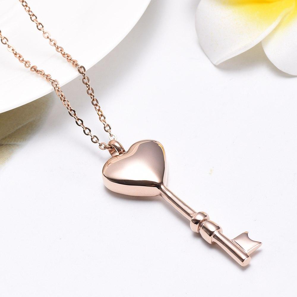Cremation Necklace - Heart Shaped Key Cremation Urn Necklace