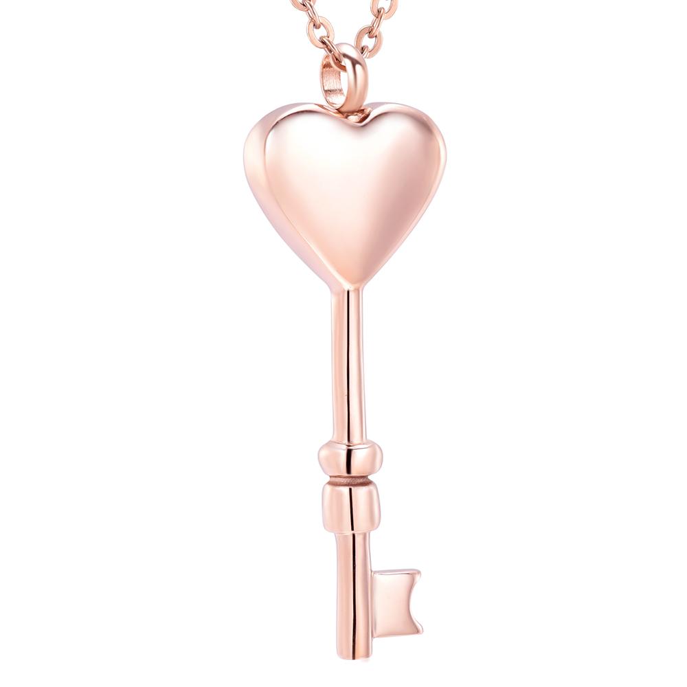 Cremation Necklace - Heart Shaped Key Cremation Urn Necklace