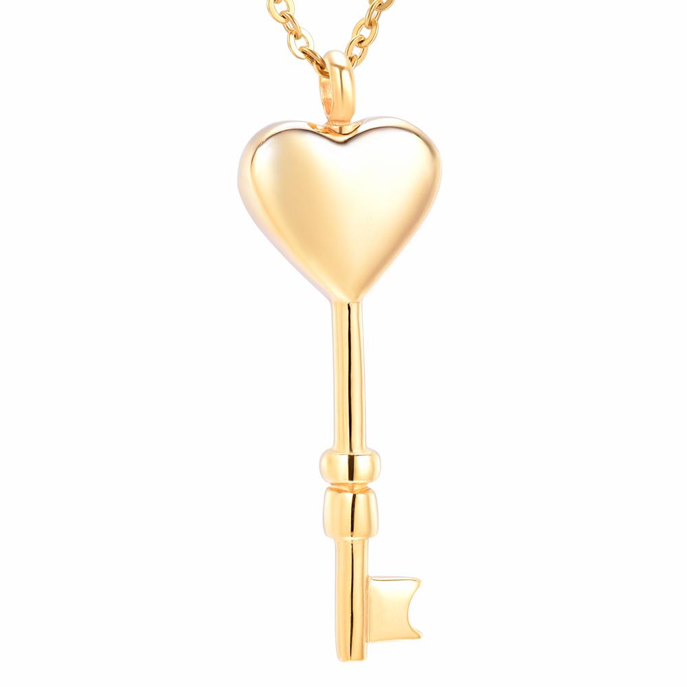 Cremation Necklace - Heart Shaped Key Cremation Urn Necklace