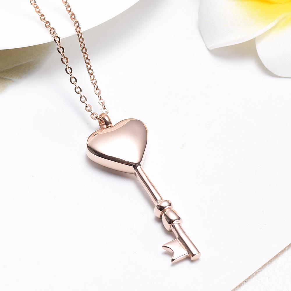 Cremation Necklace - Heart Shaped Key Cremation Urn Necklace