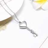 Cremation Necklace - Heart Shaped Key Cremation Urn Necklace