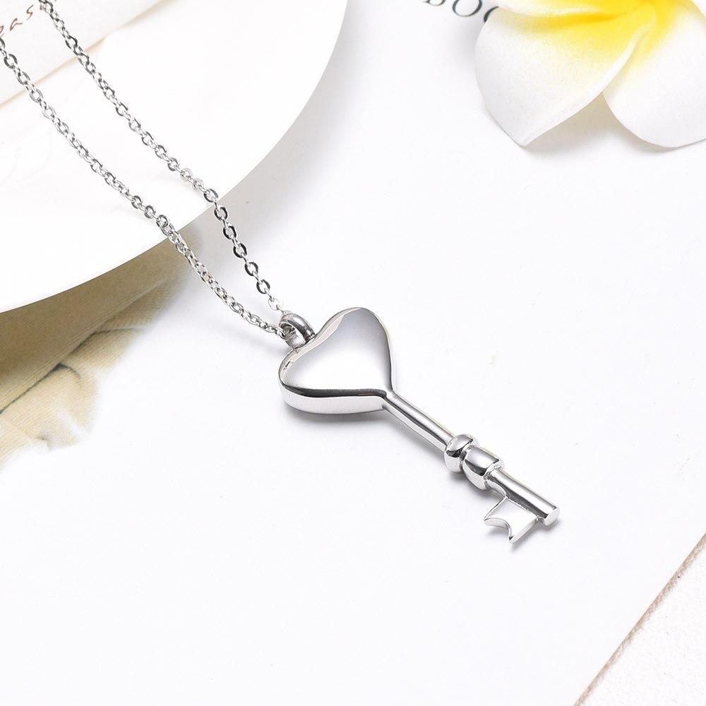 Cremation Necklace - Heart Shaped Key Cremation Urn Necklace