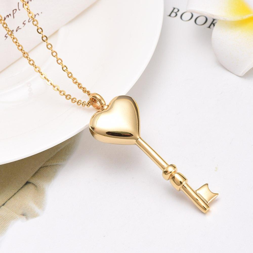 Cremation Necklace - Heart Shaped Key Cremation Urn Necklace