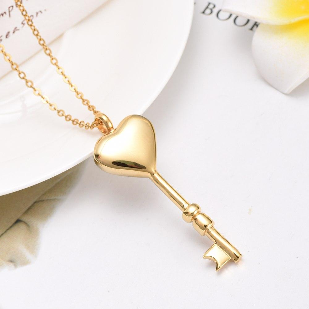 Cremation Necklace - Heart Shaped Key Cremation Urn Necklace