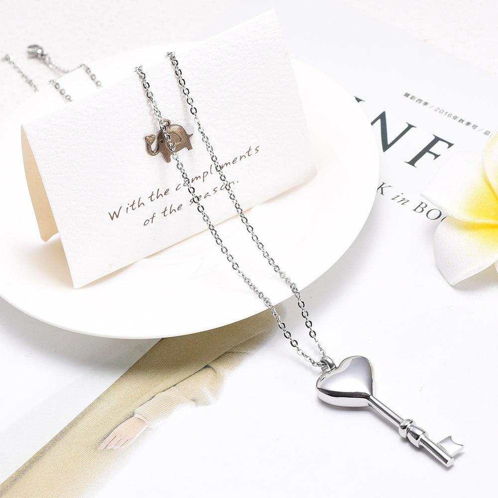 Cremation Necklace - Heart Shaped Key Cremation Urn Necklace