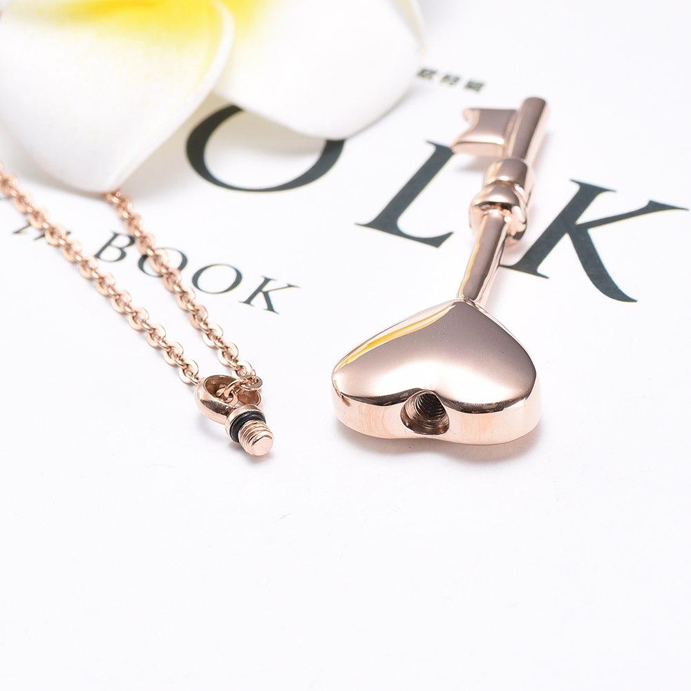 Cremation Necklace - Heart Shaped Key Cremation Urn Necklace