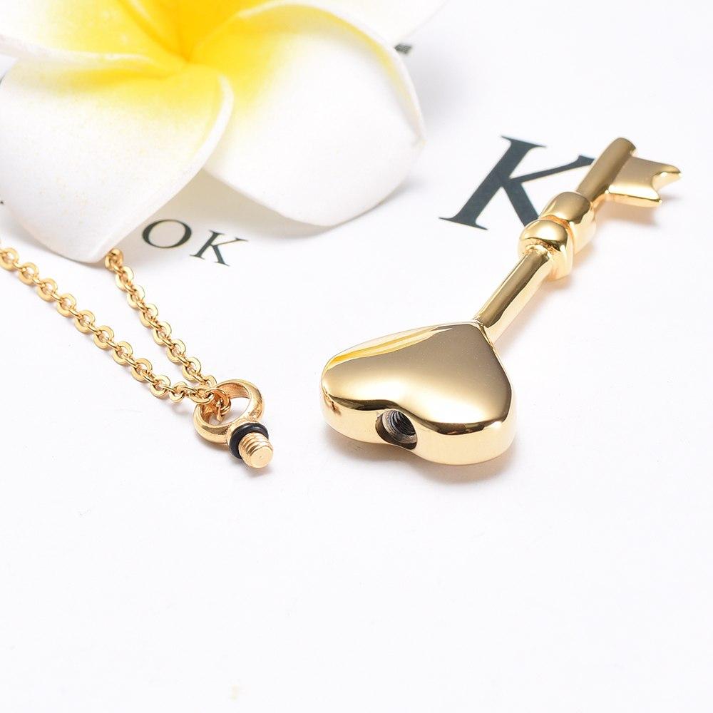Cremation Necklace - Heart Shaped Key Cremation Urn Necklace