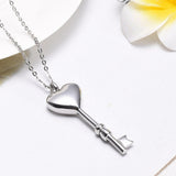 Cremation Necklace - Heart Shaped Key Cremation Urn Necklace
