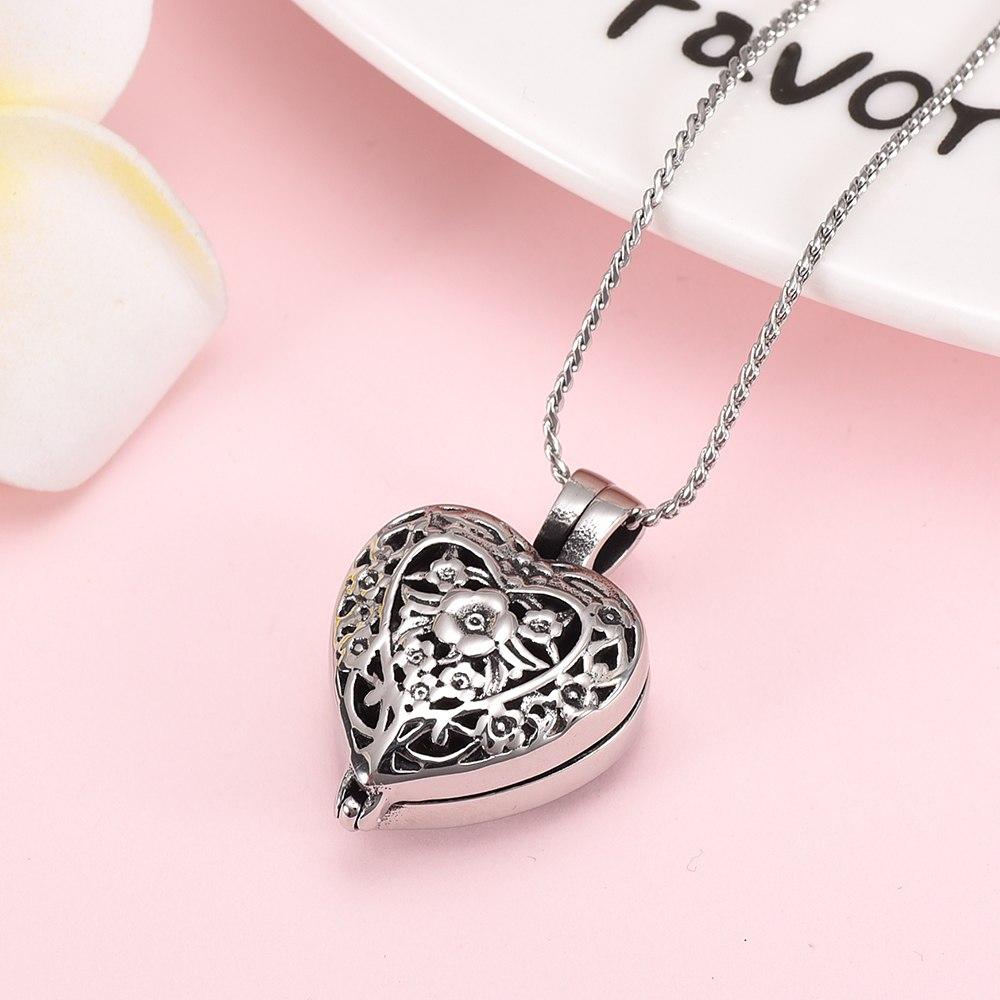 Cremation Necklace - Heart Shaped Locket "Always In My Heart" Cremation Urn Necklace