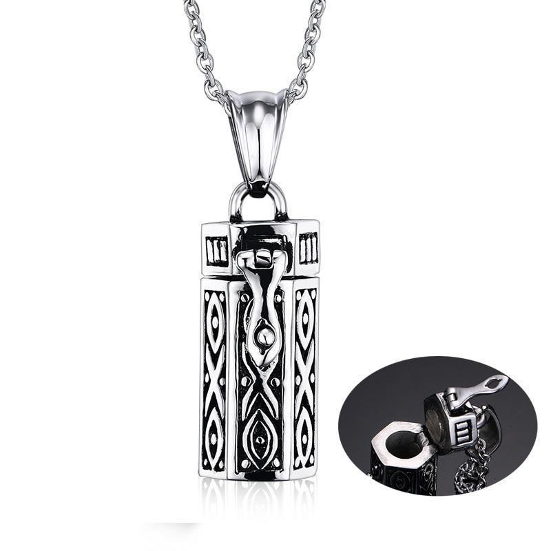 Cremation Necklace - Hex Cylinder Modern Cremation Urn Necklace