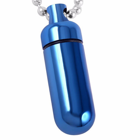 Cremation Necklace - High Polished Cylinder Vial Cremation Urn Necklace