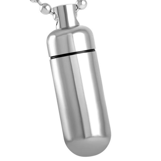 Cremation Necklace - High Polished Cylinder Vial Cremation Urn Necklace