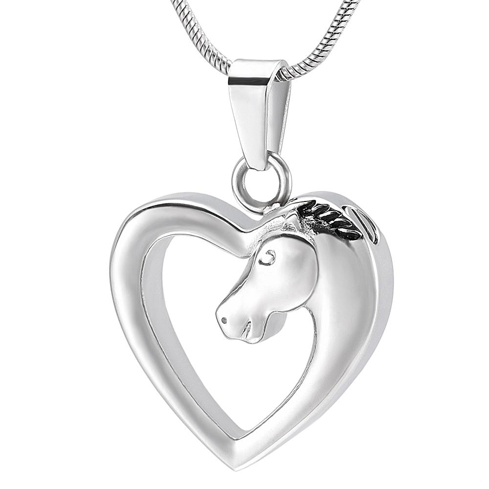 Cremation Necklace - Horse In Heart Cremation Necklace