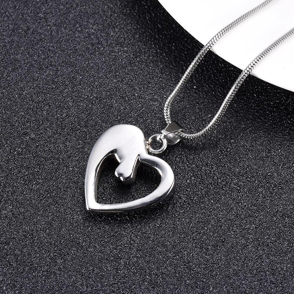 Cremation Necklace - Horse In Heart Cremation Necklace
