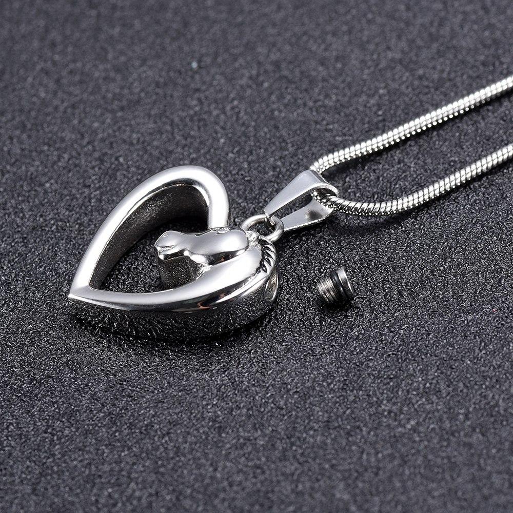 Cremation Necklace - Horse In Heart Cremation Necklace