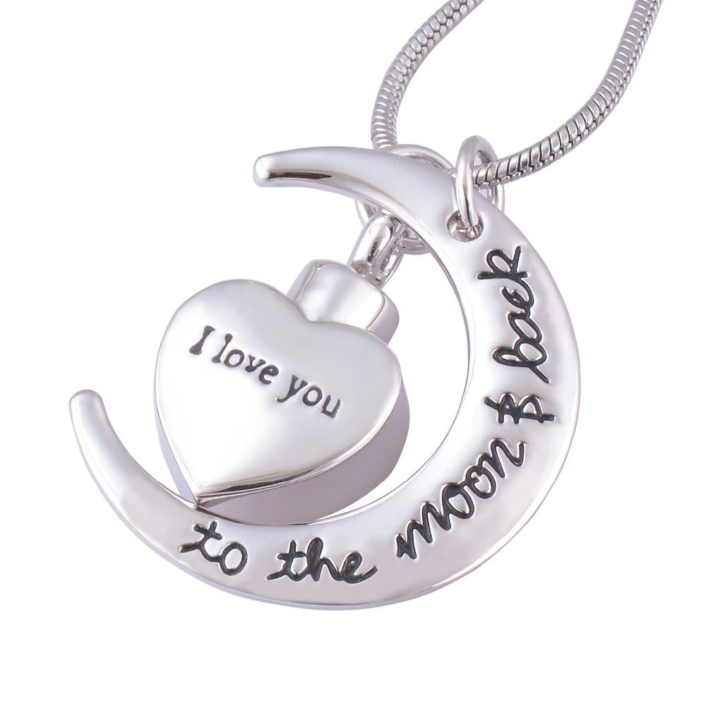 Cremation Necklace - I Love You To The Moon And Back Cremation Urn Necklace