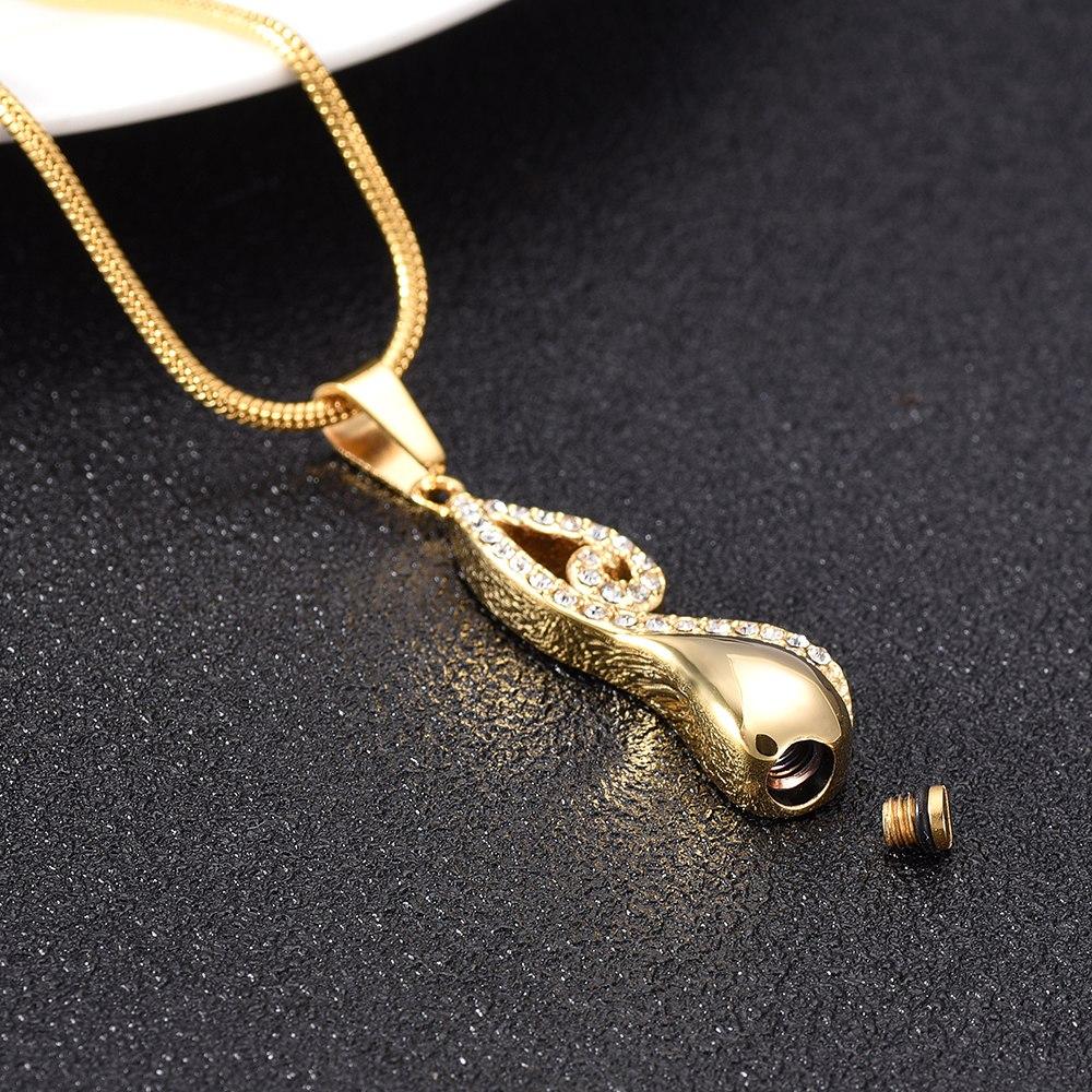 Cremation Necklace - Infinty Teardrop Cremation Urn Necklace With Rhinestones
