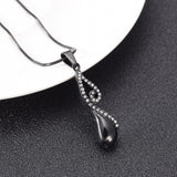 Cremation Necklace - Infinty Teardrop Cremation Urn Necklace With Rhinestones