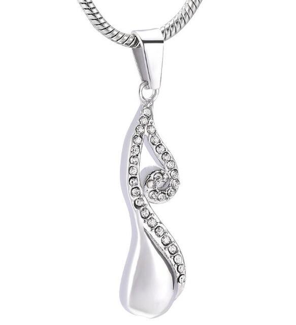 Cremation Necklace - Infinty Teardrop Cremation Urn Necklace With Rhinestones