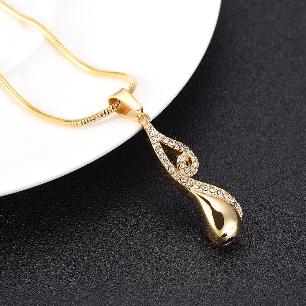 Cremation Necklace - Infinty Teardrop Cremation Urn Necklace With Rhinestones